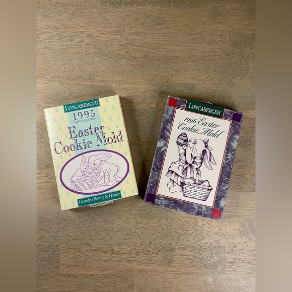 Longaberger Easter Cookie Mold Vintage In Box 1995 & 1996 Easter‎ Bunny & Basket - Picture 1 of 16